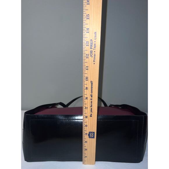 Poverty Flats Structured Tote burgundy & black purse - Picture 6 of 14